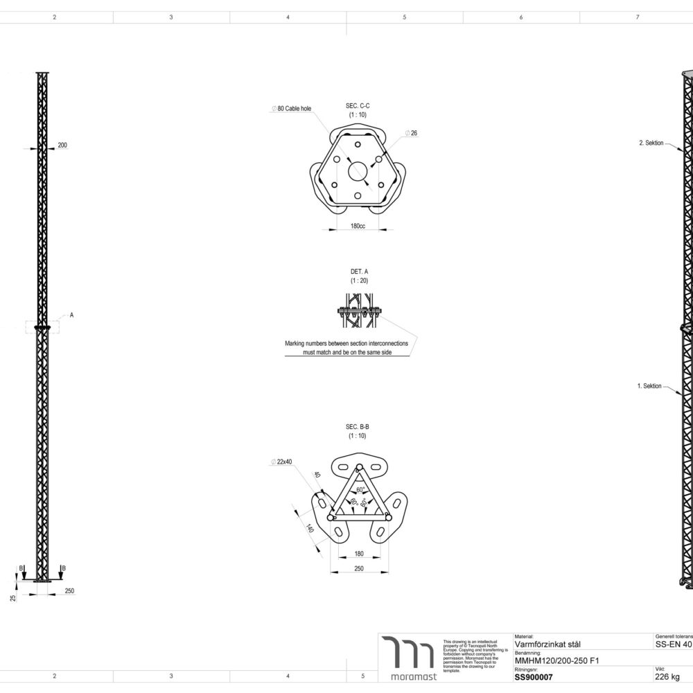 Ritning för fackverksmast