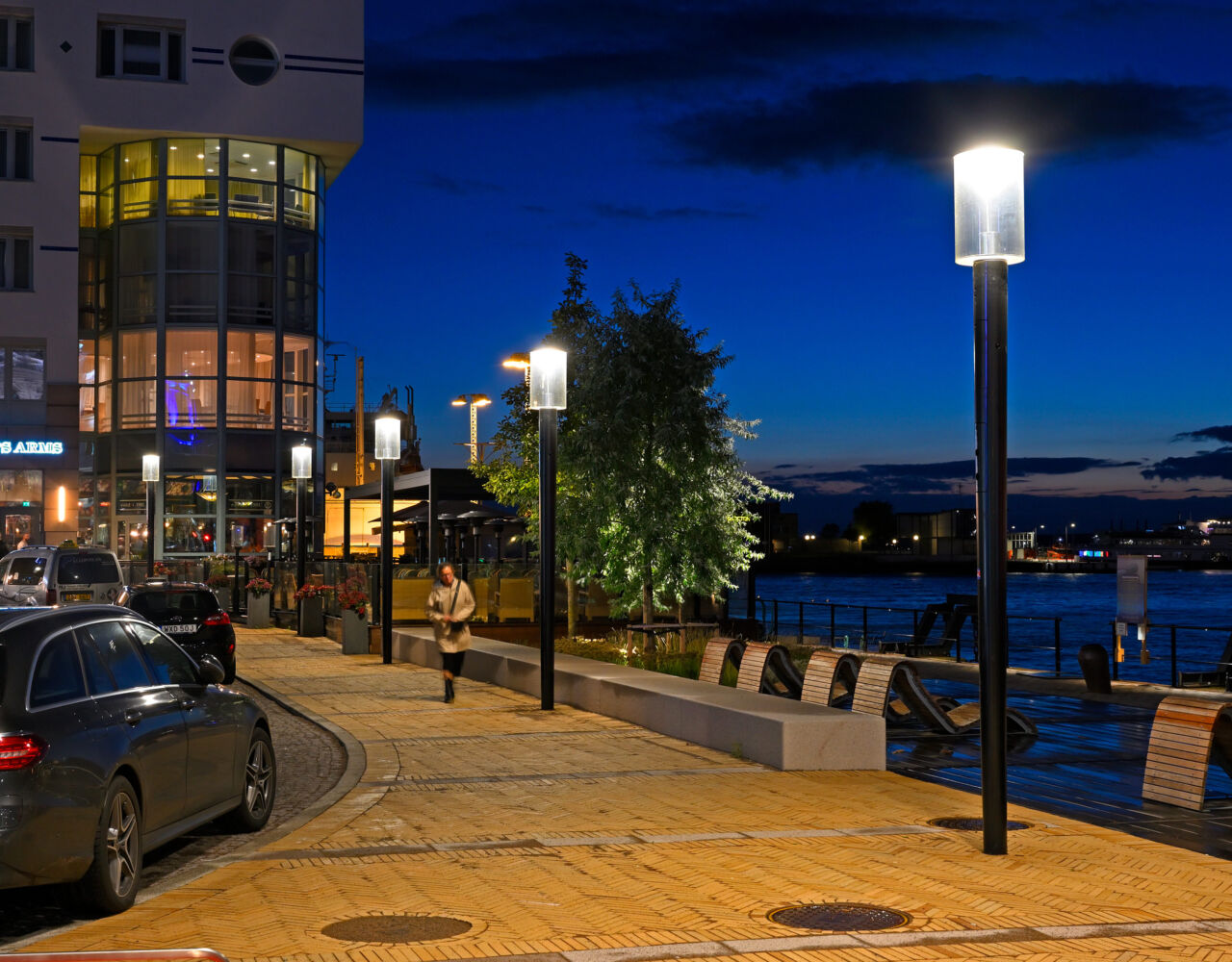 Specialstolpar från Moramast på Kungstorget i Helsingborg. Foto: Göran Assner.>
