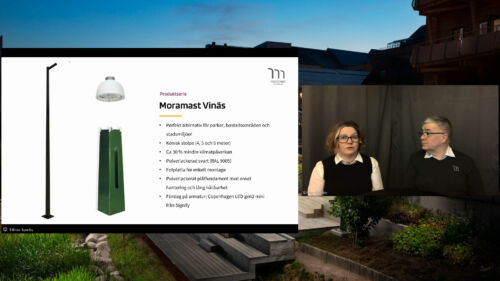 Ellinor och Håkan från Moramast håller i webbinarium om hållbarhet och nya produkter med mindre miljöpåverkan